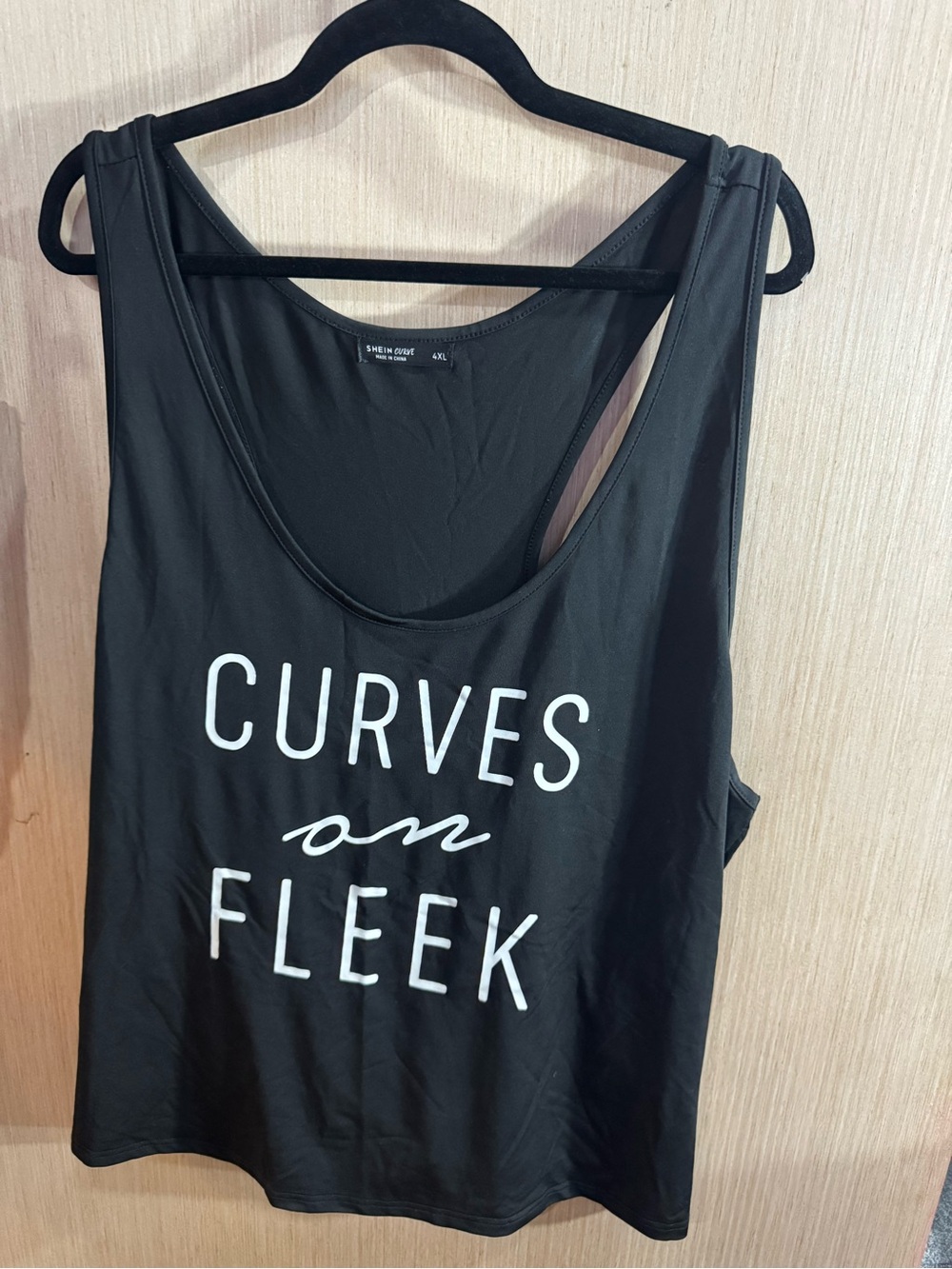 SHEIN Curve Graphic Tank Top "Curves on Fleek" - Black Size 4XL